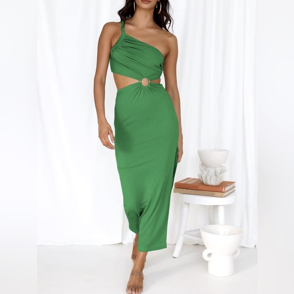 Caracilia Women's Summer Bodycon Maxi Dress One Shoulder Strappy Cocktail NWT - Picture 4 of 9